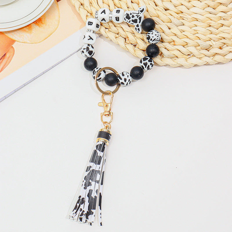 Wholesale ABS Bull Head Silicone Beaded Wrist Keychain